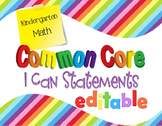 Common Core I Can Statements Math Kindergarten