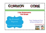 Common Core I Can Statements for 3rd Grade