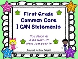 Common Core I Can Statements for First Grade Math and ELA