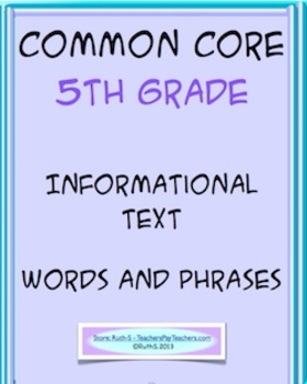 Preview of Common Core Informational Text - Words and Phrases Cards