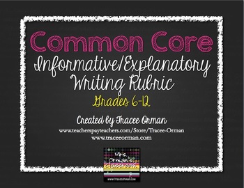 Preview of Informative Explanatory Writing Rubric Grades 6-12