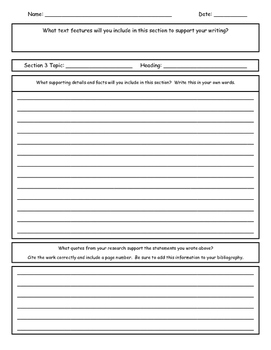 Common Core Informative Writing Research and Planning Graphic Organizer