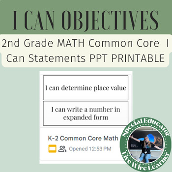 Preview of Common Core K-2 Math I Can Objectives PPT