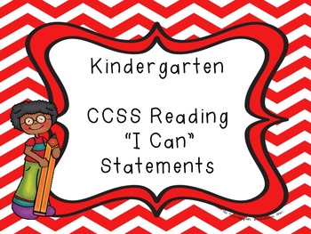 Preview of Common Core Kindergarten "I Can" Statements and Checklists for Reading