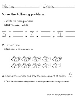 Preview of Common Core Kindergarten Math Assessment