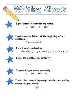 writing checklist kindergarten