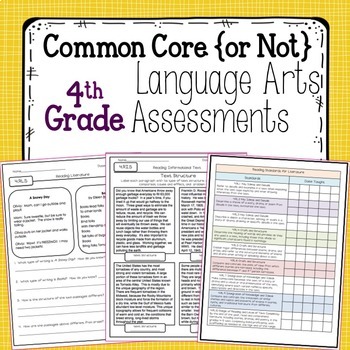 Preview of 4th Grade Language Arts Assessments {Common Core & NOT Common Core}
