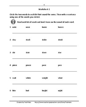 homophones homographs free language skills worksheets by testmate