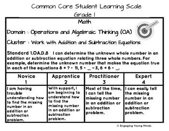 Common Core Learning Scales for Math & Reading- Grade 1 by Engaging ...