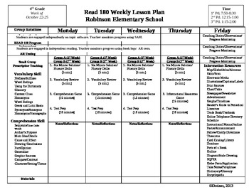 Preview of Common Core Lesson Plan Format for Reading