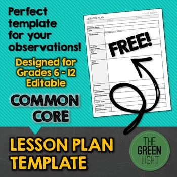 Preview of Common Core Lesson Plan Template for Middle and High School