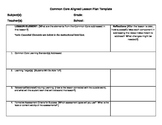 Common Core Lesson Plan Template with Learning Levels