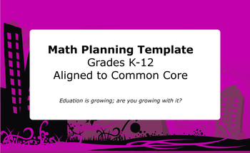 Preview of Common Core Lesson Planning Template: Mathematics