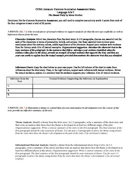 Preview of Common Core Literature Assessment RL.7.1, 7.2, 7.3, & 7.6