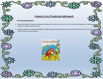 Preview of Common Core Literature Writing Activities for Leo the Late Bloomer