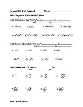 simplifying expressions involving exponents common core algebra 1 homework answers