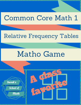 Preview of Common Core Math 1: Relative Frequency Table Matho Game