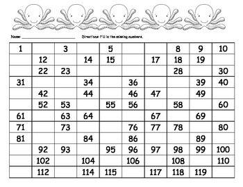 Number Chart 1 120 Blank
