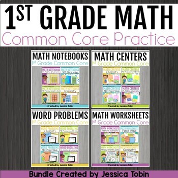 Preview of 1st Grade Math Bundle- Common Core Math Centers, Worksheets, Word Problems, More