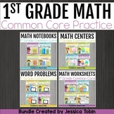 1st Grade Math Bundle- Common Core Math Centers, Worksheet