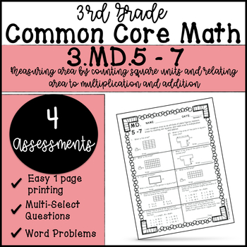 Preview of Common Core Math | 3.MD.5-7 Area | 3rd Grade Assessments