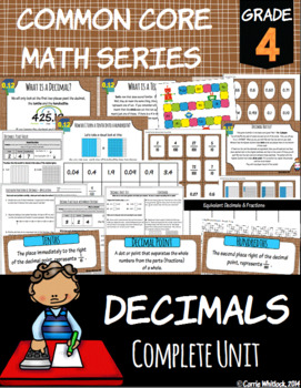 Preview of Common Core Math: 4th Grade Decimals Complete Set