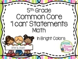 Common Core Math 5th Grade I Can statement signs in bright colors