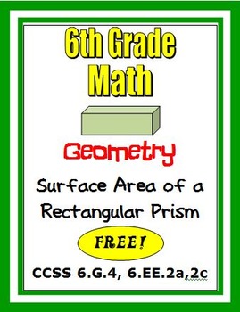 Preview of Common Core Math 6th Grade Geometry 6.G.4 Surface Area Prisms