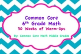 Common Core Math - 6th Grade - Warm-Up BUNDLE (30 weeks)