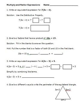 common core math 7th grade equivalent expressions with i have who has