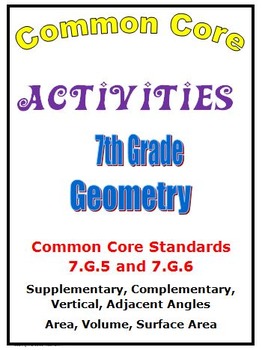 Preview of Common Core Math 7th Grade Geometry (7.G.5, 7.G.6) Angles, Area, Volume