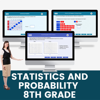 Preview of Statistics and Probability  Digital Math Lesson and Activities Bundle