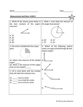 Common Core Math Worksheets Grade 4 (Measurement And Data) 4.Md | Tpt