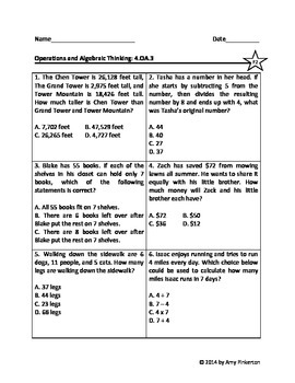 Common Core Math Worksheets Grade 4 (Operations and Algebraic Thinking