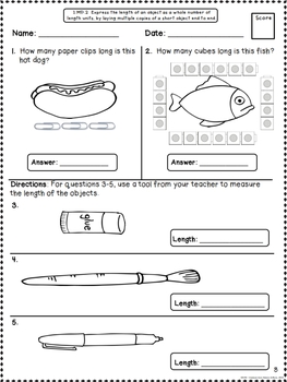 Common Core Math Assessments for 1st Grade - Measurement and Data