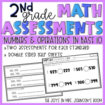 Preview of Common Core Numbers and Operations in Base 10 Math Assessments for Second Grade