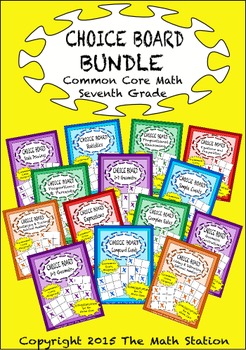 Preview of Common Core Math - CHOICE BOARD BUNDLE - Seventh Grade