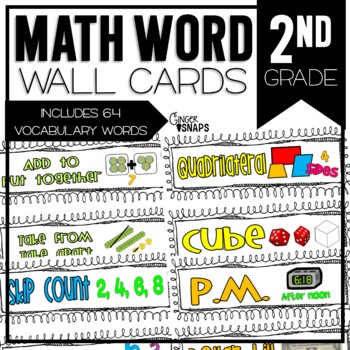 Preview of 2nd Grade Math Word Wall - Vocabulary Cards