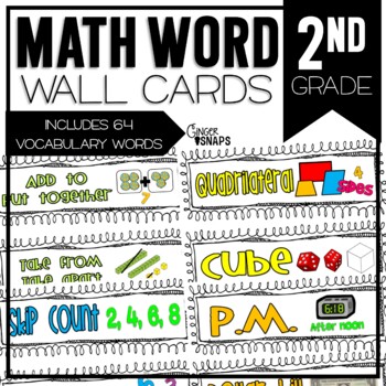 2nd Grade Math Word Wall Vocabulary Cards  Math words, Math word walls,  2nd grade math