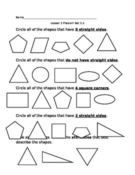 Preview of Math Worksheets: PLANE SHAPES/SOLID SHAPES/FRACTIONS/TIME