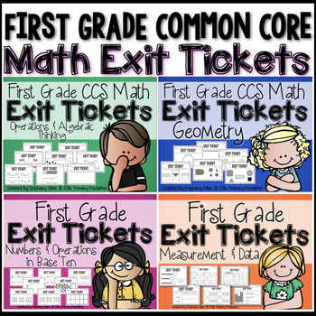 Preview of Common Core Math Exit Tickets- FIRST GRADE BUNDLE