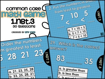 Preview of Common Core Math Game for First Grade - 1.NBT.3  Interactive Powerpoint