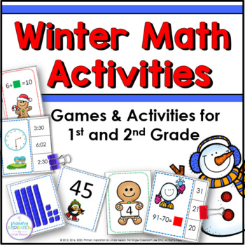 Preview of Winter Math Games and Activities for First Grade and Second Grade