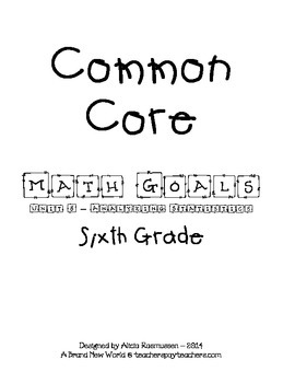 Preview of Common Core Math Goal Page - Analyzing Statistics