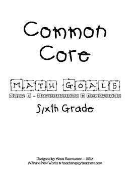 Preview of Common Core Math Goal Page - Expressions & Equations