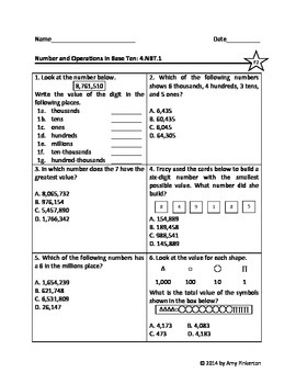 Common Core Math Worksheets Grade 4 (Number and Operations in Base Ten