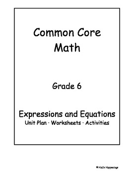 6th Grade Common Core Math Expressions and Equations Unit by Jeni Hall