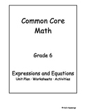 6th Grade Common Core Math Expressions and Equations Unit