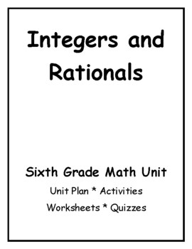 6th Grade Common Core Math Integers and Rationals Unit ...