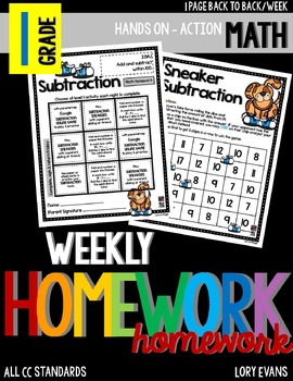 Preview of Common Core Math Homework - Grade 1 - All Year!!